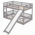 thumbnail image 2 of Twin Size Wood Platform Bed Frame with Slide and Ladder, No Box Spring Needed, Gray, Bedroom, 2 of 18