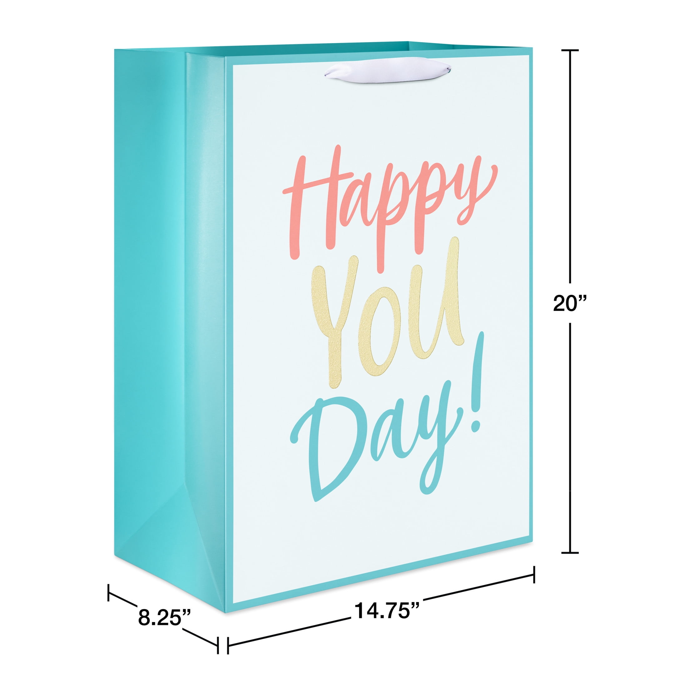 American Greetings Everyday Jumbo Gift Bag for Her, Happy U Day Teal (14.75" x 20" x 8.25") 1-Count