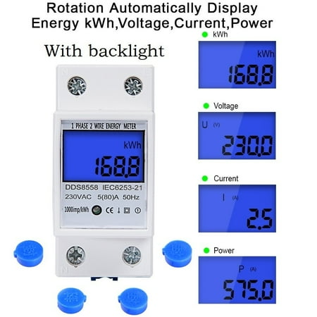 

BAMILL Digital LCD Kwh Wattmeter Power Consumption Energy Meter Electric Din Rail 230V