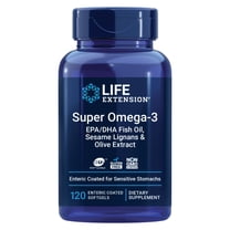 Life Extension Super Omega-3 EPA/DHA Fish Oil, Sesame Lignans & Olive Extract – Heart Health, Brain Health, Inflammation Health Support, Gluten-Free, Enteric-Coated, Non-GMO, 120 Softgels