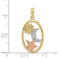 thumbnail image 3 of 14K Tri-Color Gold Charm Pendant 29 mm 14 Yellow & Rose With Rhodium Sun, Moon Star Oval, 3 of 4