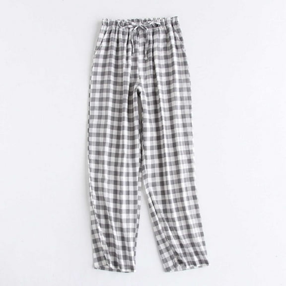 Axiiglly Plaid Pajama Pants for Women Casual Comfy Elastic Waist Pajama Bottoms Loose Sleepwear Full Length Pants with Pockets