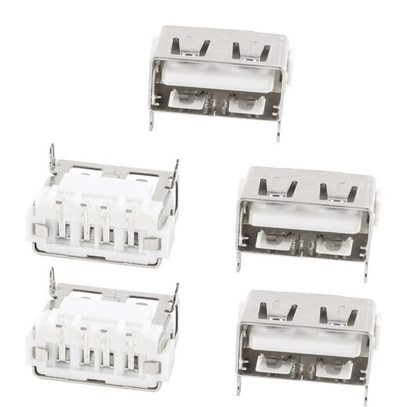 5pcs Shielded 180 Degree 4-Pin Surface Mount Device SMT USB A Female Port Jack Connector