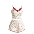 thumbnail image 4 of Miorin Under $10 Pajamas for Women Set Lace Trim 2 Piece Cute Print Pjs Soft Tank Top & Elastic Waist Shorts Camisole Lounge Set, Pink Pajama Sets, L, 4 of 4