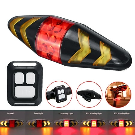 Bicycle LED Taillight Wireless Waterproof Remote Control 5 Warning Turn Signal Bike Tail Rear Safety Warning Light Lamp Mountain Cycling
