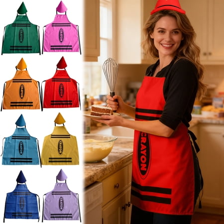 Apron Sleeve Set for Play and Party - Oil- Kitchen Accessory with Hat 8 Color Design for Role Play Home and Mockups