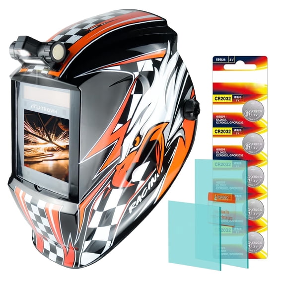 TRQWH Welding Helmet Auto Darkening Large Viewing True Color Solar Powered Welding Mask with 4 Arc Sensor Adjustable Wide Shade Range 4~5-8/9-13 Welder Mask with Grinding