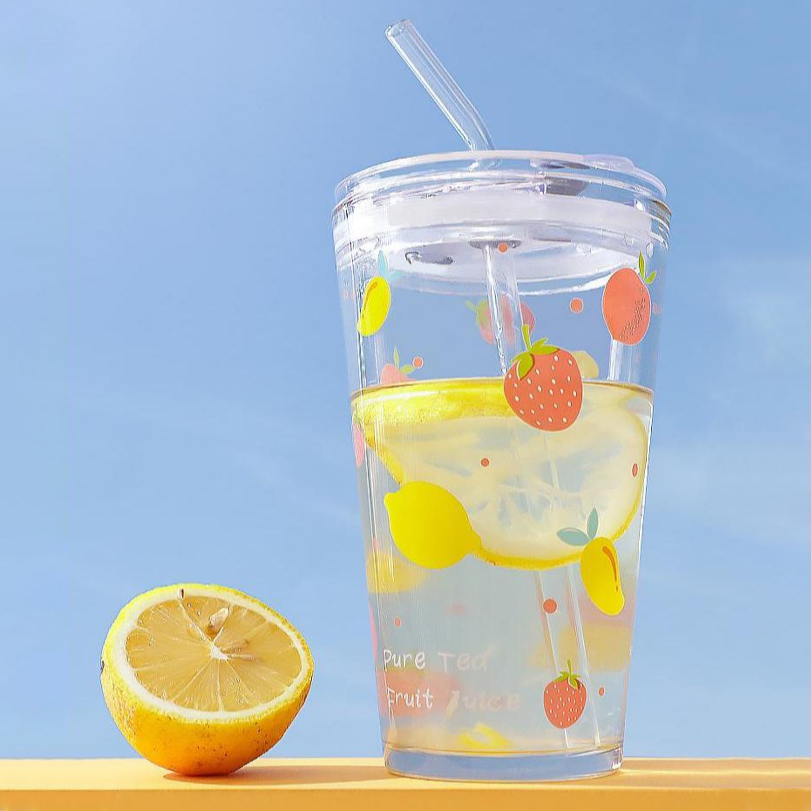 Summer Drinking Cup For Adults 550ml&450ml With Straw Ice Glasses