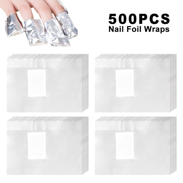 500pcs Feuille d'Ongle Wraps Dissolvant pour Acrylique UV LED Gel Nail Art Vernis Trempage-Off Retrait Feuille d'Aluminium Wraps
