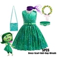 thumbnail image 4 of Disfraz de la película de Disney para niña, traje de fiesta de Halloween, color verde, para Cosplay, 4 of 4