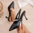 thumbnail image 2 of SCHUHLAND Women's Patent Leather Sling Back Pumps, Pointed Toe, 8.5cm Thin Super High Heels, Metal Decoration, Office & Party Dress Shoes, Black/White, 2 of 16