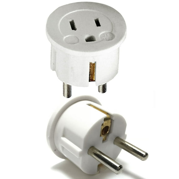 1PC US USA To EU Euro Europe Power Jack Wall Plug Converter Travel Adapter White
