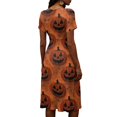 thumbnail image 5 of Womens Halloween Midi Dresses Pumpkin Bat Short Sleeve Spooky Dress V Neck Funny Causal Dresses, 2XL, 5 of 5