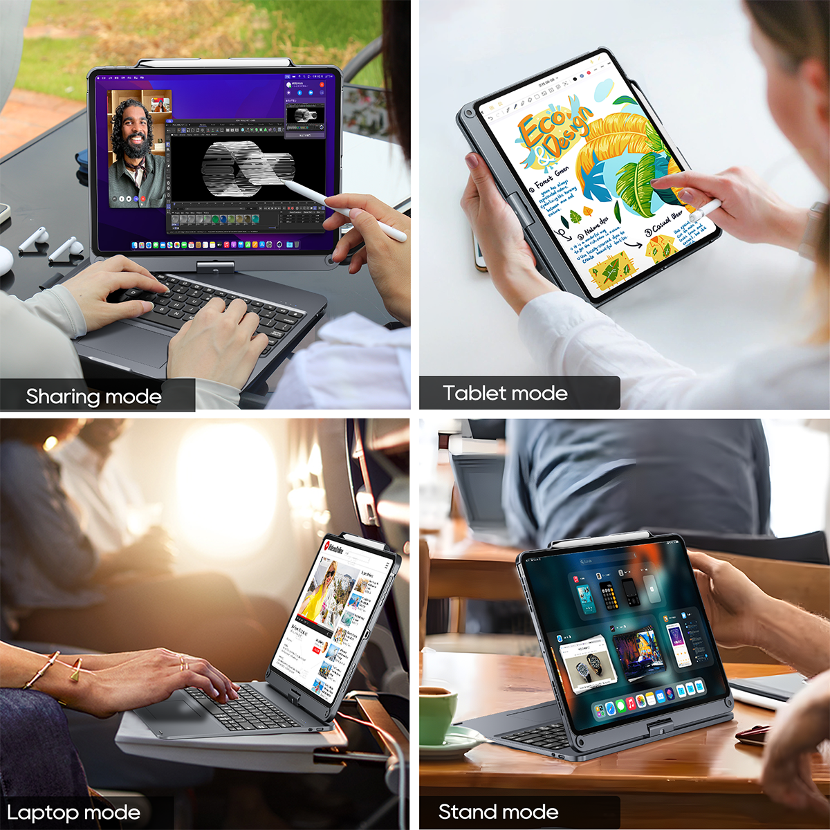 Pekarejue Keyboard Case for Apple iPad Pro 12.9-inch 2022 6th 5th 4th 3rd Generation: Smart Trackpad RGB Backlight, 360 Rotatable Cover and Pencil Holder for Apple iPad Pro 12.9 inch Metallic Gray