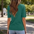 thumbnail image 7 of CYMMPU Women's Summer Casual Solid Color Crew Neck T-Shirt, Short Sleeve Relaxed Fit Everyday Basic Tee Green XL, 7 of 7