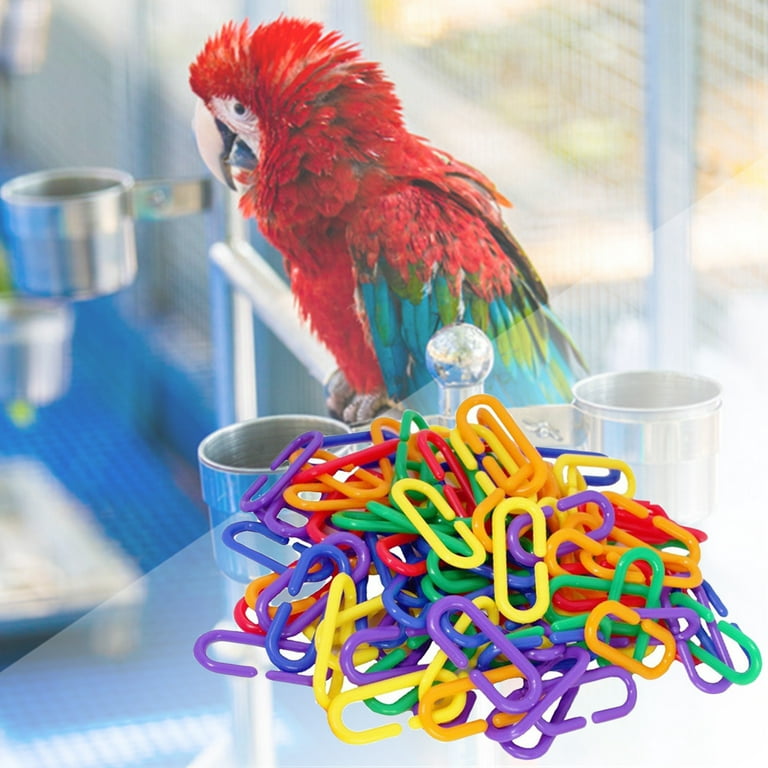 PetEquip 100 Pieces Plastic C-Clips Hooks Chain Links C-Links Bird Cage Toy  Children's Learning Toys 