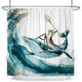 thumbnail image 2 of MIZHONA Funny Cat Shower Curtain for Bathroom with Holding Trident Riding A Shark Waterproof Polyester Brave Animal Decor 60"x72", 2 of 5