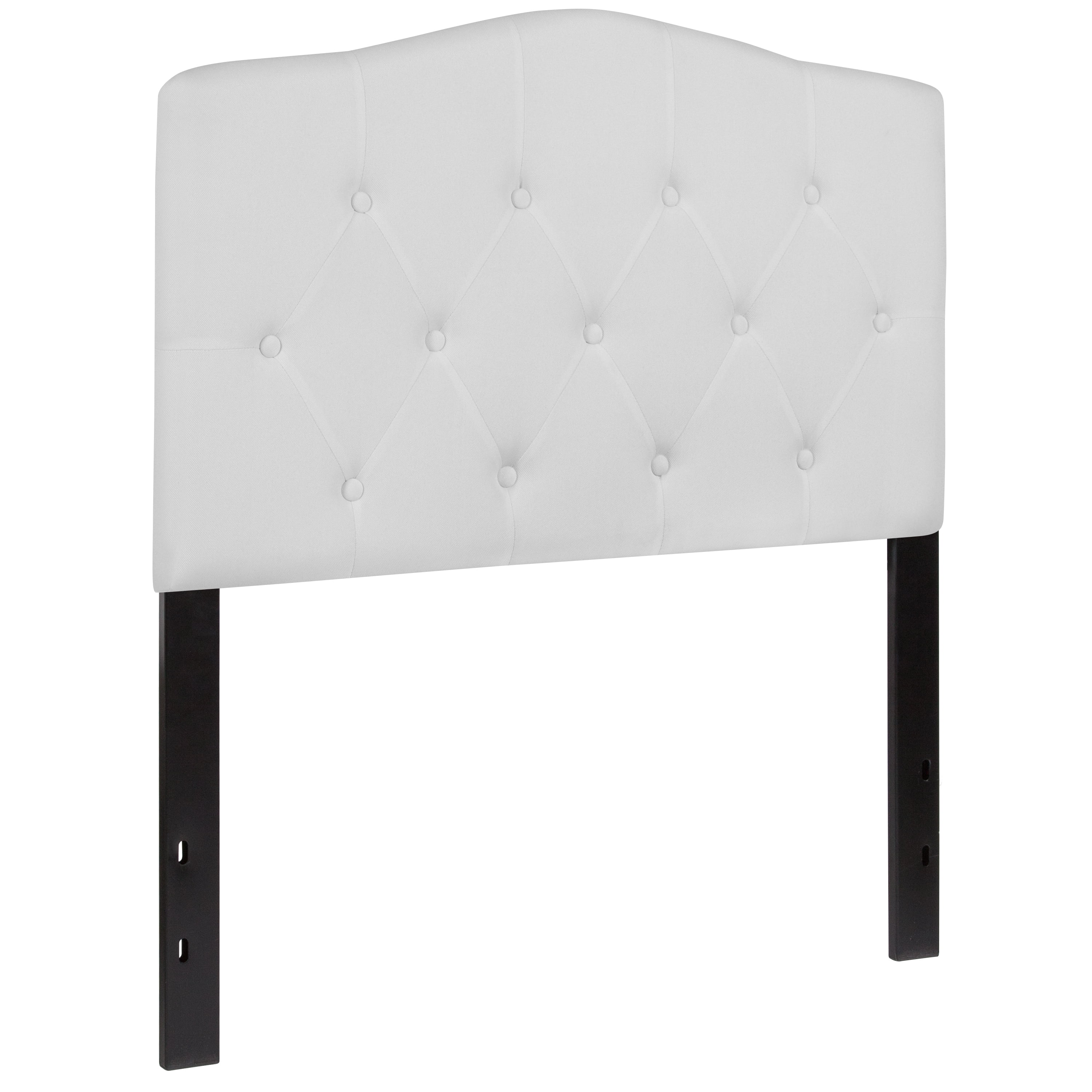Emma + Oliver Tufted Upholstered Twin Size Headboard in White Fabric