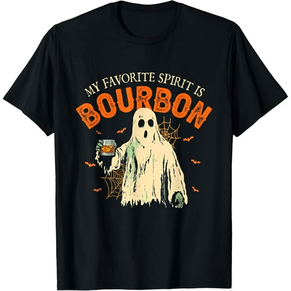 My Favorite Spirit Is Bourbon Funny Ghost Halloween Costume T-Shirt
