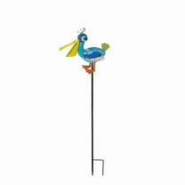 Continental Art Center 18016BS Colorful Enameled Metal Pelican Planter Stake - Blue