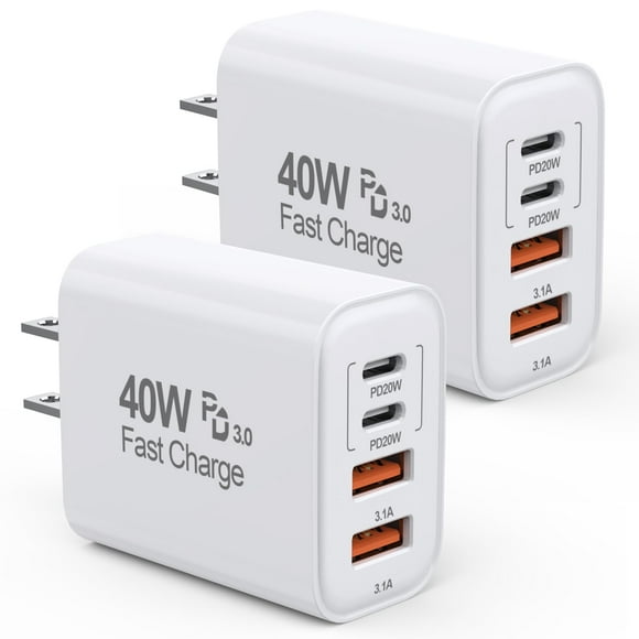 Charger Block TrimDish de 40 W para iPhone 16/15, carga rápida, paquete de 2