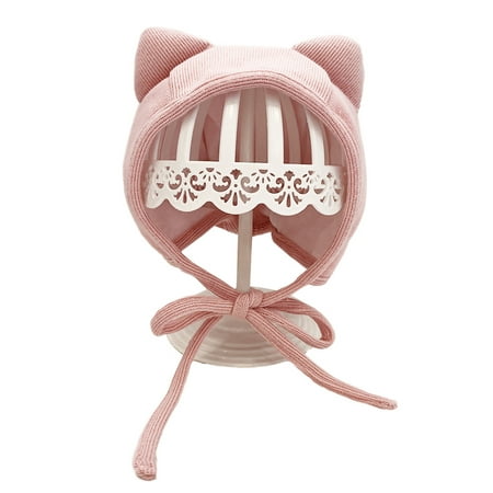 

hirigin Infant Baby Bonnet Hat Lovely Cat Ears Beanie Cap with Chin Strap