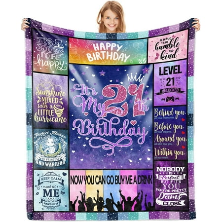 21st Birthday Gifts for Her 21st Birthday Blanket 50 x60 21st Birthday Gift Ideas Gifts for 21 Year Old Female Women Bestie Sister 21st Birthday Gift for Girls Throw Blankets
