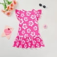 thumbnail image 2 of Actgleam Summer Toddler Girls Dress Floral Print Flutter Sleeve A-line Ruffle Sundress,Pink Hibiscus,4-5Y, 2 of 10