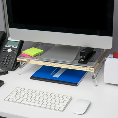 Mind Reader - Cosmopolitan Collection Foldable Monitors Stand - Gold