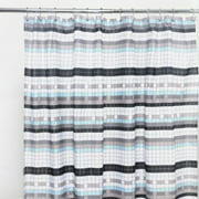 Famous Home Fashions Blake White/Blue Shower Curtain