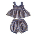 thumbnail image 2 of Wavsuf Girls' Casual Sleeveless Round Neck Strap Loose Short Pants Tank Top Sets Purple Size 90, 2 of 8