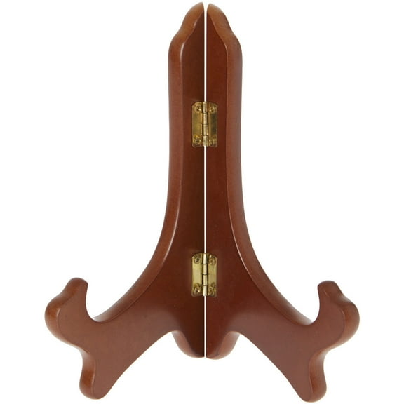 Bard's Hinged Walnut MDF Wood Plate Stand, 7" H x 6" W x 4.25" D (7" - 9" Plates), Pack of 12