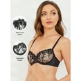 thumbnail image 7 of Wingslove Women's Sexy Lace Sheer Bra Demi Mesh Balconette See Through Unlined Underwire with Silicone Nipple,Black 34B, 7 of 7