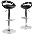 thumbnail image 1 of 2 Pk. Contemporary Black Plastic Adjustable Height Barstool with Rounded Cutout Back and Chrome Base, 1 of 9