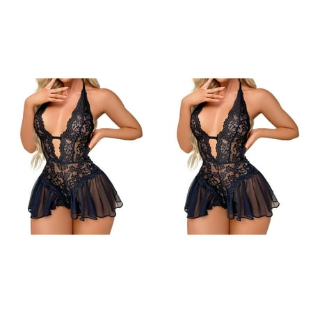 Wijhcboe 2 Pack Women Sexy Lingerie with Garter Belt And Stockings Large Size Sexy Underwear Sexy Petite Lingerie Lace Sexy Onesie Passion Woman s Lingerie Jumpsuit Bodysuit Underwear Lingerie Cloth