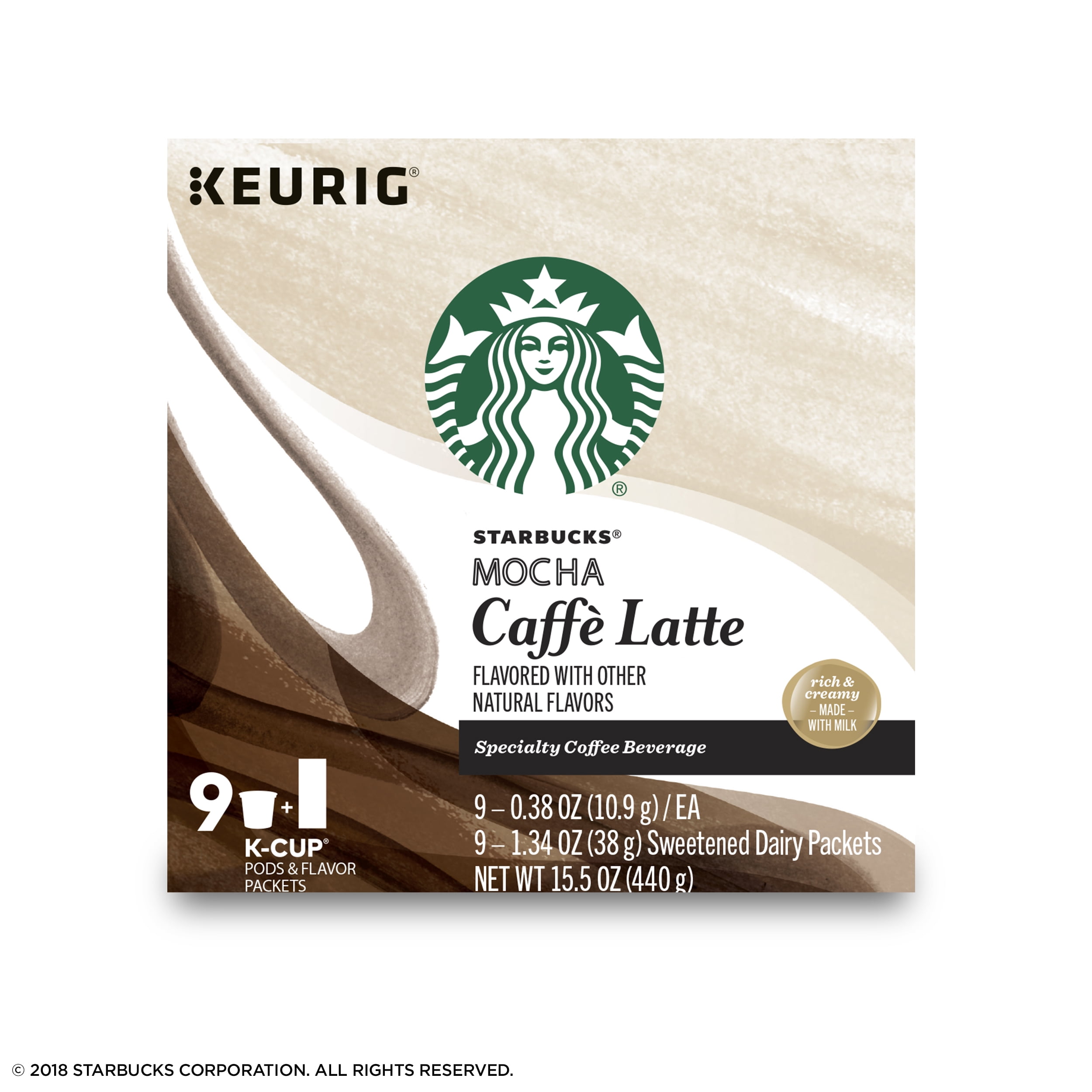4 Starbucks Mocha Caffè Latte Medium Roast Single Cup Coffee for Keurig Brewers 