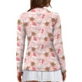 thumbnail image 2 of Yuyamidu Cute Reindeer Women's Golf Shirts HO-HO-HO Long Sleeve 1/4 Zip V-Neck Tennis Hiking Shirt Pink Christmas Athletic Shirt Blouses Size XS, 2 of 8