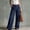 Navy, variant on Womens Cotton Linen Wide Leg Pants High Waisted Straight Business Casual Pants Summer Office Work Trousers with Pockets, M