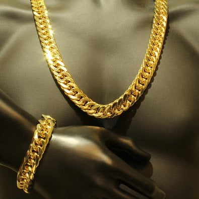 Miami Cuban Link Chain And Bracelet Set 