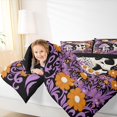 thumbnail image 4 of Homewish Halloween Skull 7 Pieces Full Size Bedding Sets,Mushrooms Flowers Full Size Bed in a Bag,Purple Yellow,Black Reversible, 4 of 8