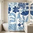 thumbnail image 3 of Abstract Blue Pattern Shower Curtain Art Fashion Modern Bathroom Decorative Belt Hook., 3 of 5