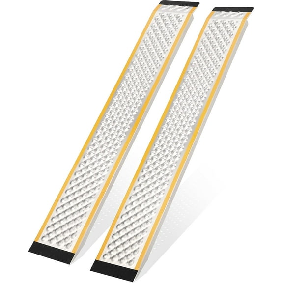 Juiluna 2Pcs 57" Aluminum Lawn Mower Ramps for Shed, Sturdy Anti-Slip Loading Ramps with Punch Plate Surface, 1000 lbs Capacity - 9" Wide, 57" Long