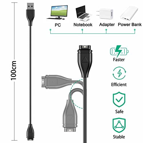USB A Charger for Garmin Watch Charger,Charging Cable for Garmin Watch Fenix 8 E 7 7S 7X 6 6S 6X 5 5S Plus,Forerunner 55 165 245 645 935 945 965,Approach S62 S60,Instinct,Vivoactive 4 4S 3,1.6ft*1