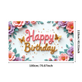 thumbnail image 2 of Floral Design Happy Birthday Banner Butterfly Decoration Elegant Flowers Whimsical Theme for Birthday Celebration Indoor Decoration Party Backdrop, 2 of 7