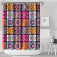 thumbnail image 2 of Extra Long Boho Shower Curtain 72x84 Inches - Vintage Floral & Tropical Leaves Pattern, Waterproof Bohemian Bathroom Decor with 12 Hooks, Tribal Rustic Style, 2 of 5