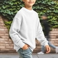 thumbnail image 3 of WDWYY Boys Waffle Knit Crew Neck Sweatshirt Long Sleeve Casual School Loose Fit Arm Pocket Pullover Top White 13-14 Years, 3 of 5