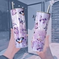 thumbnail image 3 of Butterfly Tumbler With Lid and Straw Stainless Steel 20oz Butterfly Skinny Tumbler Insulated Butterfly Stuff Water Bottle Cups Coffee Mug Travel Tumbler Gifts for Women, 3 of 6