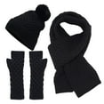 thumbnail image 2 of Dyfzdhu Scarf Gloves Hat Set For Teen Girls Women&Men Fall Winter Warm Wool Hat Scarf Gloves Three Pieces Black, 2 of 5