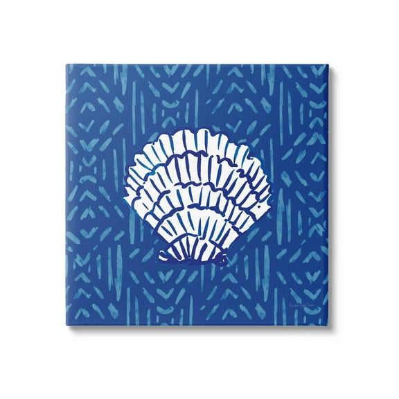 Stupell Industries White Clam Shell Patterned Sea Life Graphic Art Gallery Wrapped Canvas Print Wall Art, Design by Mercedes Lopez Charro