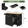 thumbnail image 4 of Uforic Kitchen Island with Drop Leaf & Wheels, Island Table with Trash Storage Cabinet, Black, 4 of 8